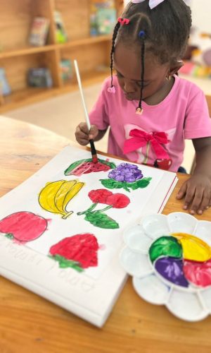 Wonderwell - Child painting fruits indoors